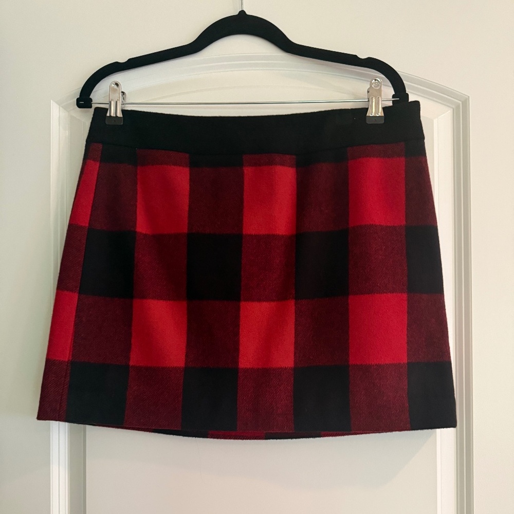 J Crew Plaid Wool Mini Skirt